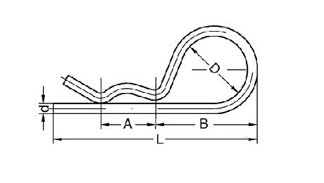 Federstecker einfache Ausführung als technische Zeichnung im Querschnitt